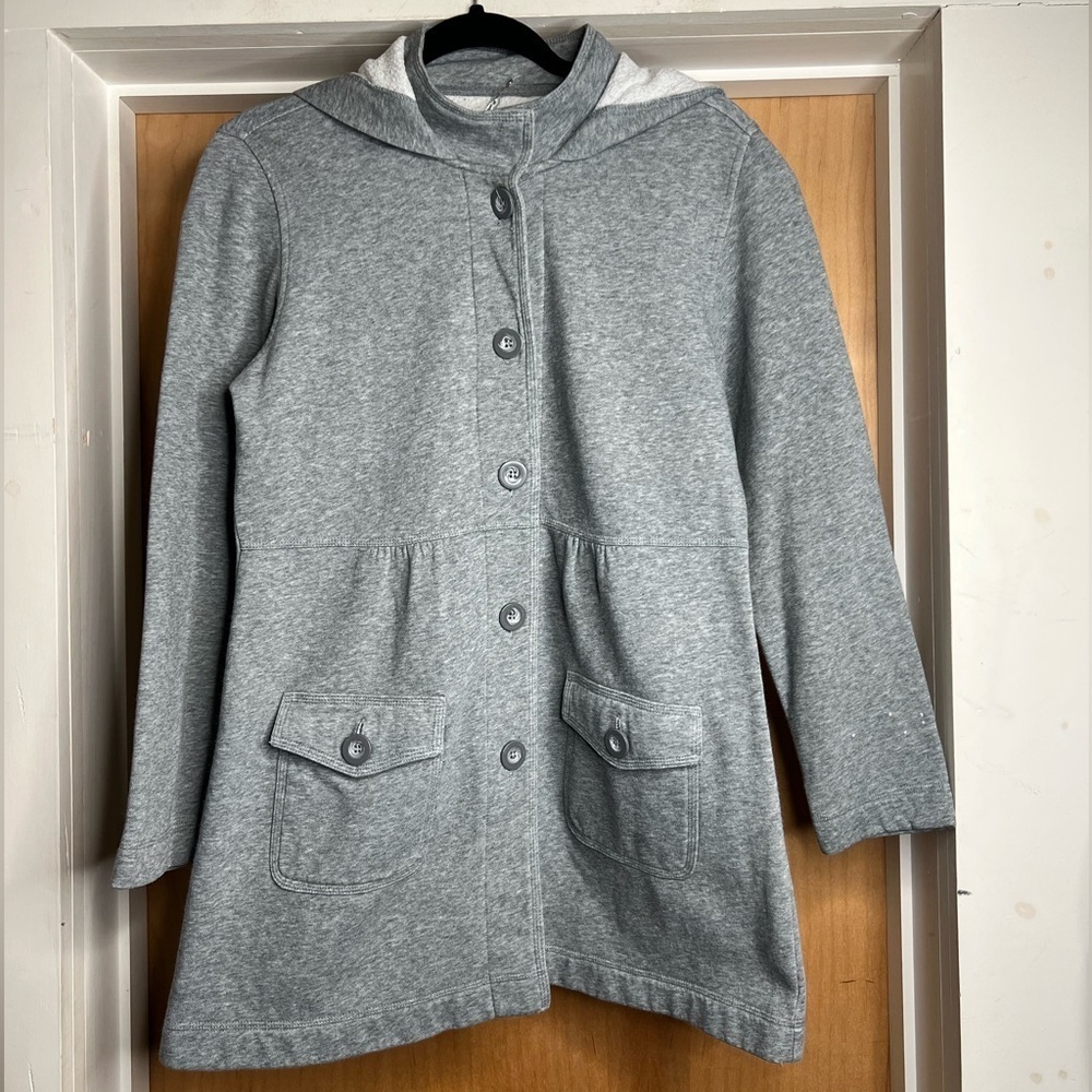Style & Co Women’s Grey Long Jacket - Two Front Pockets with Buttons.Size:Medium